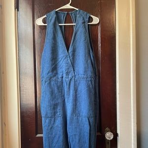 Free People - Denim Jumpsuit Sleeveless Wrap - Small